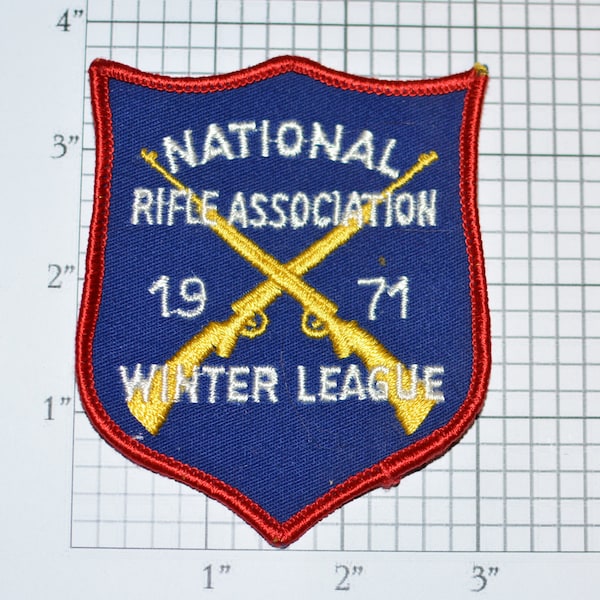 National Rifle Association (NRA) Rare Sew on 1971 Vintage Winter League Embroidered Clothing Patch Shooting Club Competition Memorabilia