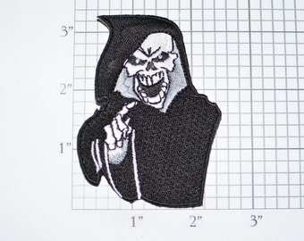 Grim Reaper Skeleton Angel of Death Iron-On Embroidered Clothing Patch Outlaw Biker 1%er Jacket Vest Patch Intimidating Motorcycle Club