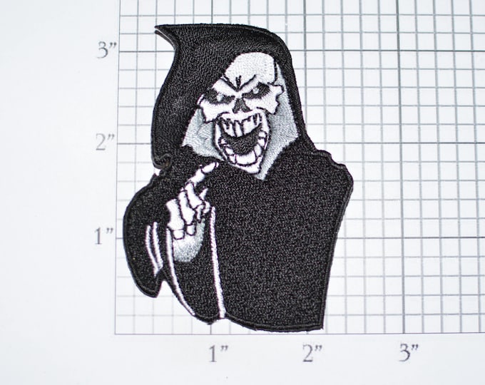 Grim Reaper Skeleton Angel of Death Iron-On Embroidered Clothing Patch Outlaw Biker 1%er Jacket Vest Patch Intimidating Motorcycle Club
