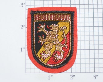 Belgie Belgique (Belgium) Rare Sew-On Vintage Souvenir Travel Patch Crest Metallic Gold Thread Europe Brussels Antwerp Ghent Bruges Liege