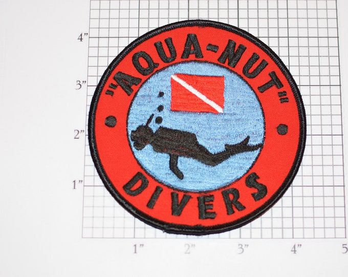 Aqua Nuts Divers SCUBA Club Vintage Sew-on Embroidered Clothing Patch Diving Jacket Vest Open Water Enthusiast Collectible Keepsake Aquanaut
