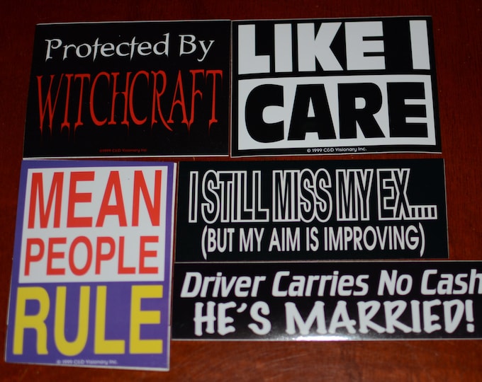 Vintage Funny Sassy and Sarcastic Glossy Stickers (5 Variation Options Available) Retro Humor Gag Gift Idea Auto Bumper Laptop Adornment