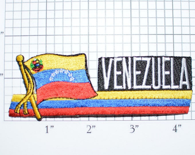 Venezuela Flag Iron-On Vintage Embroidered Travel Patch Emblem Badge Flag Tourist Trip Souvenir Gift Collectible Vacation Holiday e25n