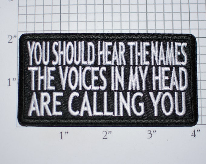 You Should Hear The Names Voices in My Head Are Calling You, Funny Iron-on Embroidered Clothing Patch Biker Motorcycle Vest Fun Gift Idea
