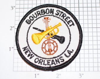 Bourbon Street New Orleans LA (Louisiana) Jazz Music Mardi Gras Sew-on Vintage Embroidered Clothing Patch Collectible Trip Souvenir Gift