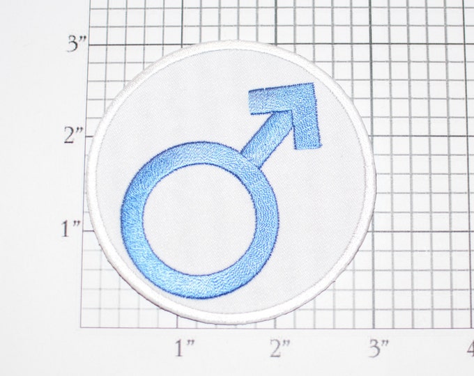 Mars Solar System Symbol (Male) Embroidered Iron-On Clothing Patch Man Men Guys Zeus God of War Emblem Astrology for Jacket Vest Shirt Hat