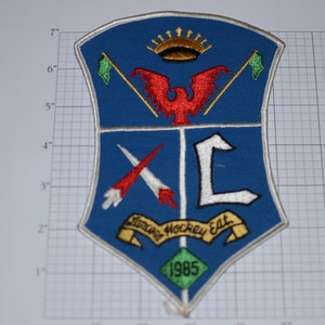 Lancer Hockey Est. 1985 Iron-On Embroidered Clothing Patch for Jacket Jersey Shirt Uniform Sports Collectible Memento Memorabilia Crest Logo