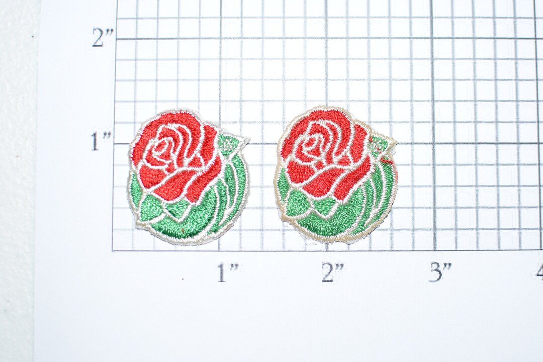 Red Rose (set of 2) Iron-on Applique Embroidered Patch Joy Insignia ...