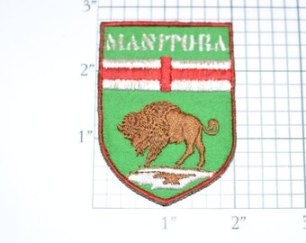 Manitoba Canada Bison Crest RARE Vintage Sew-on Travel Patch Souvenir Memorabilia, Backpack Trip Travel Woven Emblem Keepsake