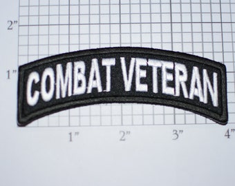 Combat Veteran Iron-on Embroidered Rocker Clothing Patch Biker Jacket Vest MC Military Uniform Vet Gift Idea Memento Scrapbook Keepsake Logo
