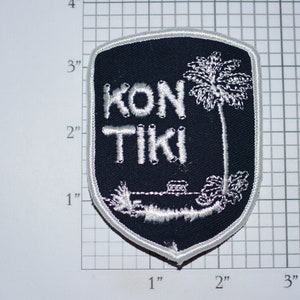 Kon Tiki Iron-On Vintage Embroidered Travel Patch Emblem Badge, Trip Souvenir Gift Idea Collectible Vacation Holiday Paradise Crest Logo