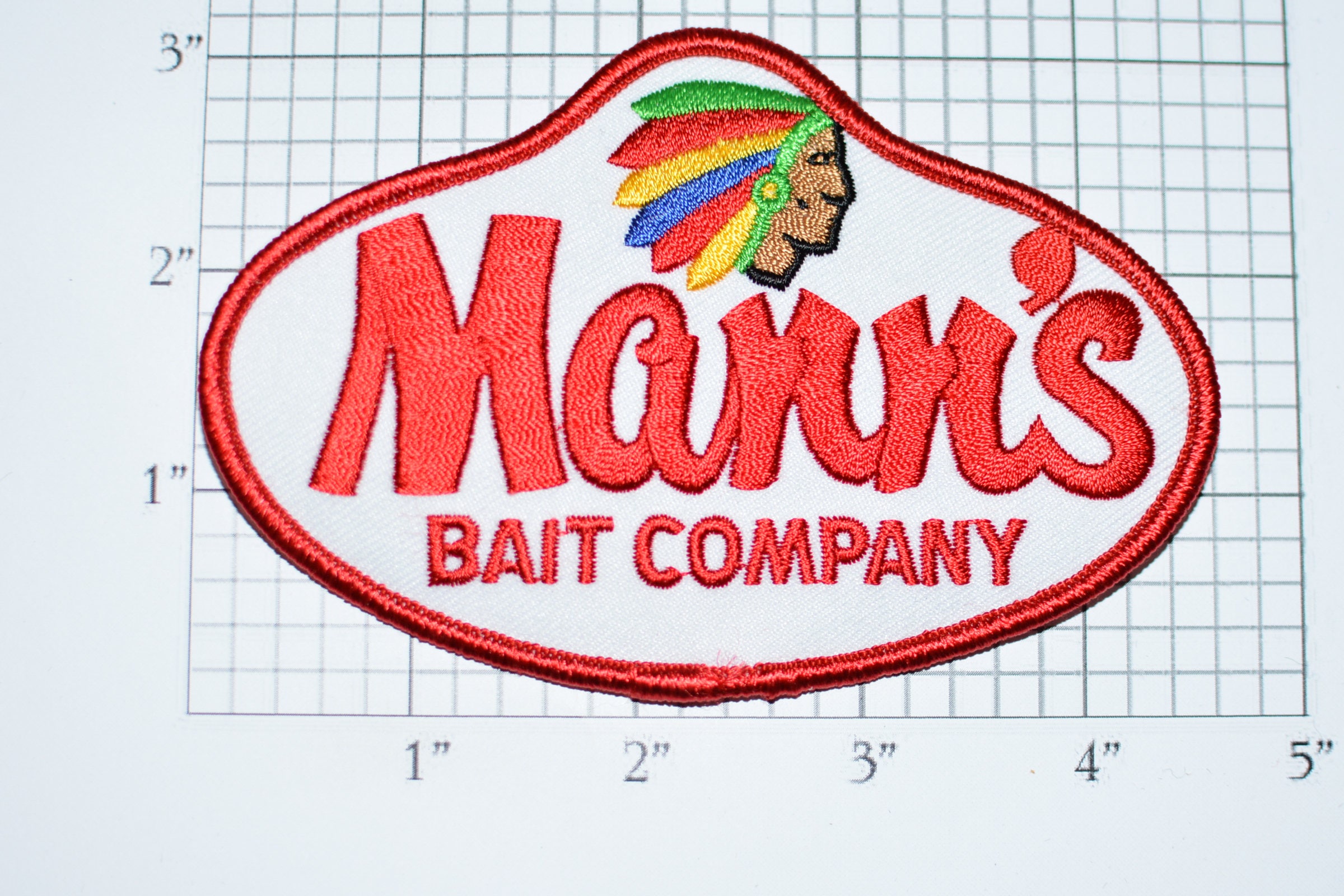 Mann's Bait Company Fishing Tackle Gear Iron-on Embroidered Clothing Patch  for Jacket Shirt Hat Vest Backpack Gift Idea Men Guys Dad e28b