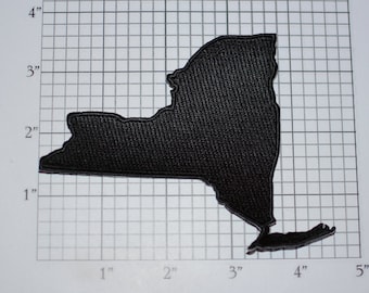 New York State, Black Outline Iron-on Embroidered Clothing Patch Travel Souvenir Gift Idea Tourist Keepsake for Jacket Vest Backpack NYC