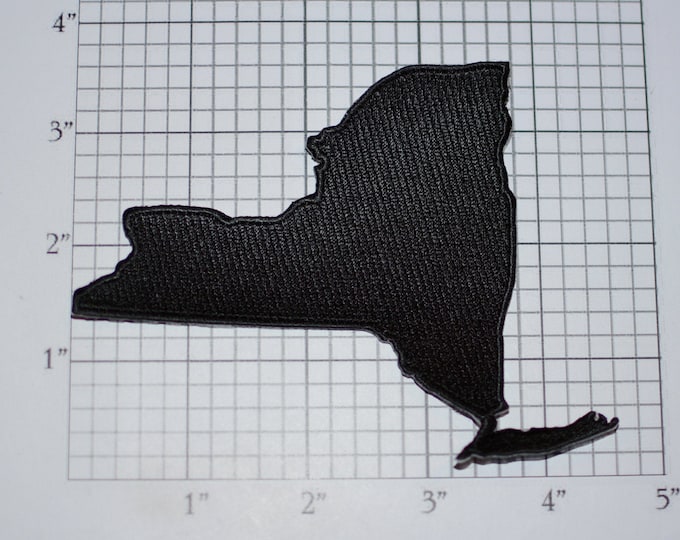 New York State, Black Outline Iron-on Embroidered Clothing Patch Travel Souvenir Gift Idea Tourist Keepsake for Jacket Vest Backpack NYC