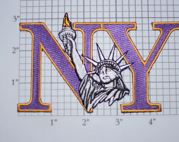 NY (New York City) Statue of Liberty Iron-on Embroidered Clothing Patch Emblem Logo Travel Trip Souvenir Jean Jacket Vest Shirt Backpack NYC