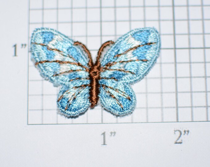 Beautiful Small Blue Fabric Butterfly Sew-On Vintage Embroidered Patch Applique for DIY Crafts Clothing Clothes Fashion Accent Decorative