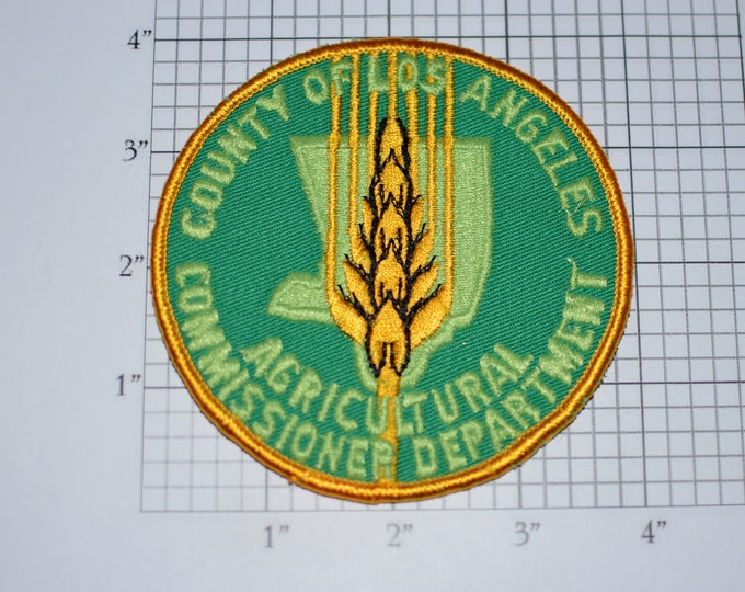 County of Los Angeles Agriculture Commissioner Department Iron-on Vintage Embroidered Clothing Patch California Farming Emblem Collectible