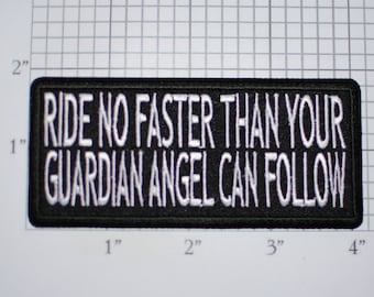 Ride No Faster Than Your Guardian Angel Can Fly Iron-on Embroidered Clothing Patch for Biker Jacket Vest Motorcycle Rider Attire Gift Idea