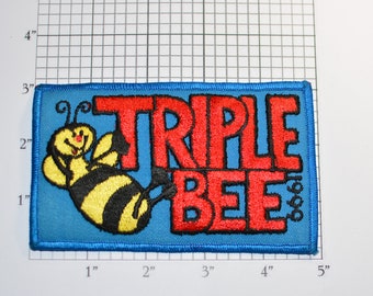 Triple Bee Iron-on Embroidered Clothing Patch Emblem Logo Cute Fun Honeybee Bumblebee 1999 Kids Clothes Girls Queen BBB DIY Children Clothes