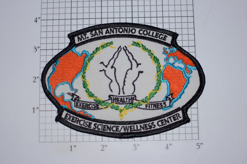 Mt San Antonio College Health Fitness Exercise Science Wellness Center Iron-On Vintage Embroidered Clothing Patch Trainer Walnut California