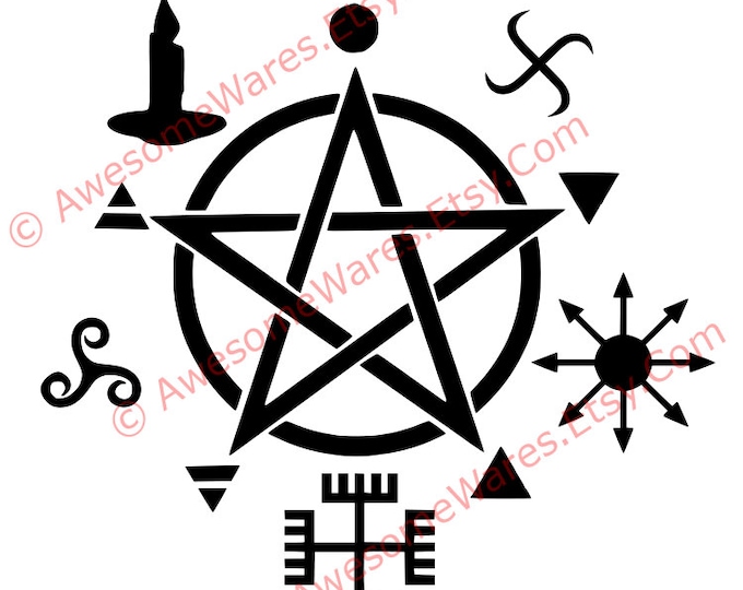 Wicca Symbols Instant Download Cut File Svg Pdf Png Dxf Witchcraft Pagan Pentacle Pentagram Star Magic Occult Arcane Witch Cricut Silhouette