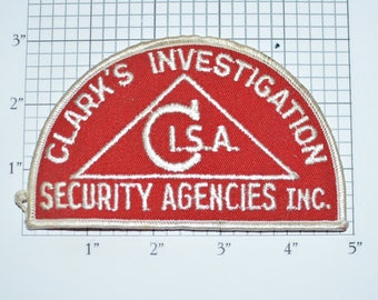 Clark's Investigation Security Agencies RARE Iron-On Vintage Embroidered Uniform Shoulder Patch Jacket Vest Shirt Collectible Souvenir e31J