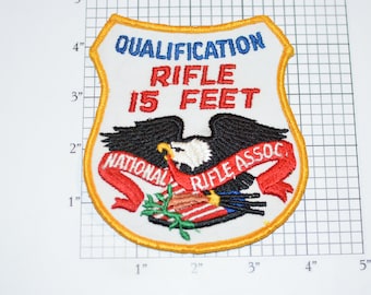 National Rifle Association Qualification Rifle 15 Feet Rare Iron-on Vintage Embroidered Clothing Patch Shooting Competition Memorabilia