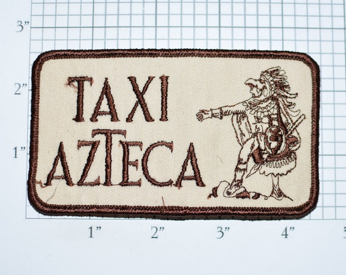 Taxi Azteca Sew-on Vintage Embroidered Clothing Patch for Uniform Jacket Shirt Vest Cab Driver Collectible Cool Fun Unique Rare Logo Emblem
