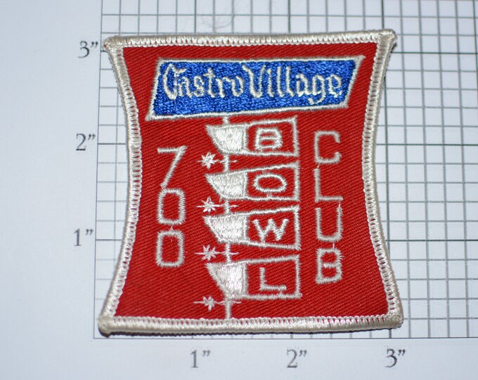 Castro Village Bowl (California) 700 Club RARE Sew-on Vintage Embroidered Clothing Patch Bowler Shirt Jacket Hat Scrapbook Keepsake Memento
