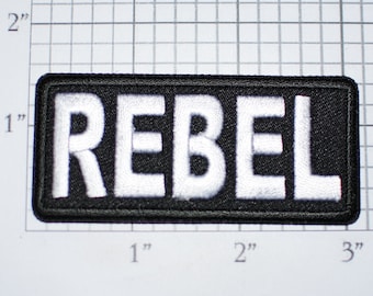 REBEL Text Iron-On Embroidered Clothing Patch Funny Biker Jacket Vest MC Motorcycle Rider Sassy Troublemaker Novelty Badge Emblem Outlaw 1%