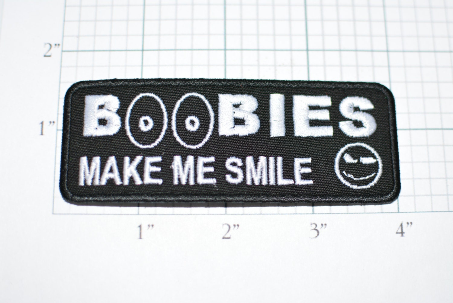 BOOBIES Make Me Smile, Funny Iron-on Patch Applique