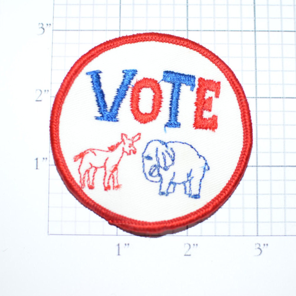 Vtg NOS Twill Political Party Election Voting VOTE Patch Donkey /& Elephant 00U8