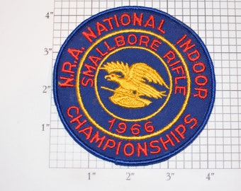 NRA (National Rifle Association) Smallbore Rifle Indoor Championships 1966 Sew-on Vintage Embroidered Clothing Patch Shooting Competition