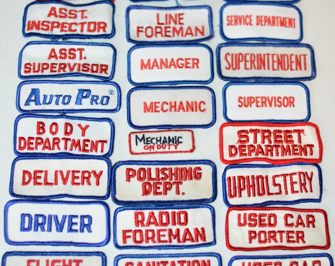 Shop Work Shirt Vintage Job Patches, Service Department Manager Boss Foreman Delivery Upholstery Porter Inspector Delivery Driver & More f1
