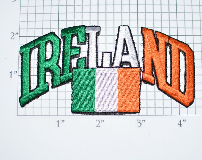 Ireland Iron-On Vintage Embroidered Travel Patch Emblem Badge Flag Tourist Trip Souvenir Gift Idea Collectible Vacation Holiday e25i