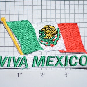 VIVA MEXICO (Long Live Mexico) Iron-on Embroidered Patch Beautiful Travel Trip Tourist Souvenir Memento Mexican Ethnic Cultural Pride Emblem