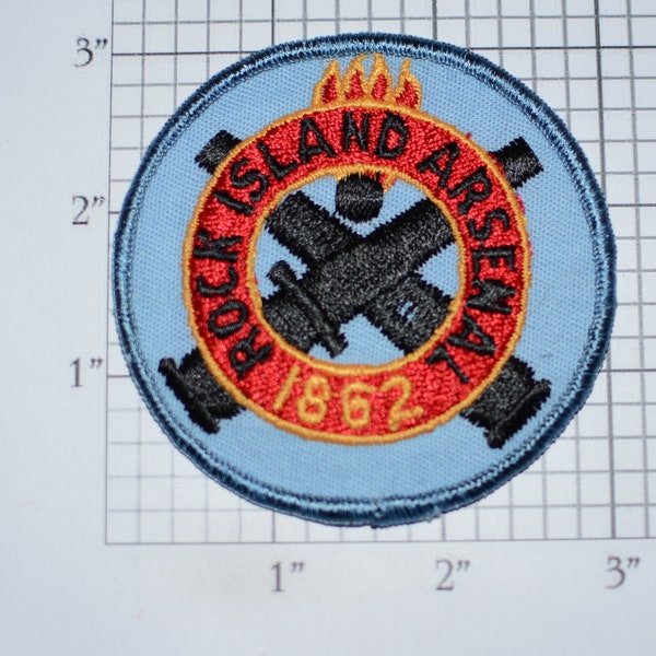 Rock Island Arsenal 1862 Vintage Iron-On Embroidered Clothing Patch Military Collectible Emblem US First Army Headquarters Illinois Museum