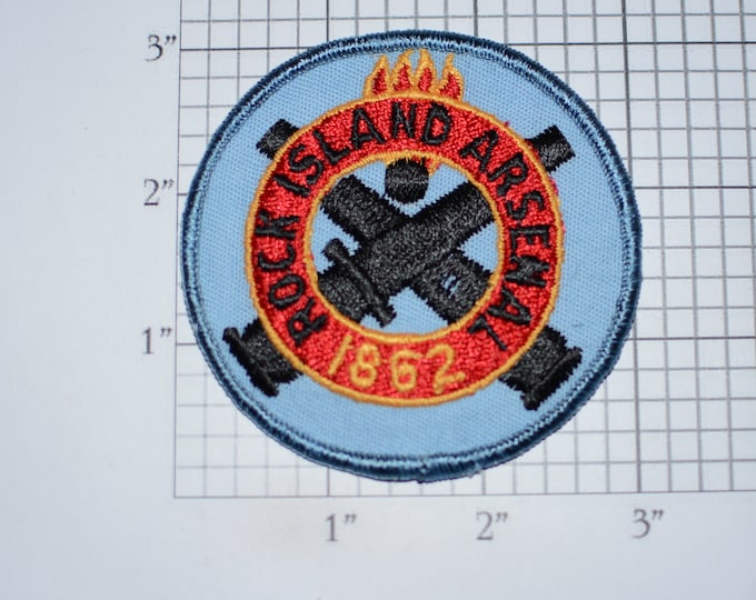 Rock Island Arsenal 1862 Vintage Iron-On Embroidered Clothing Patch Military Collectible Emblem US First Army Headquarters Illinois Museum