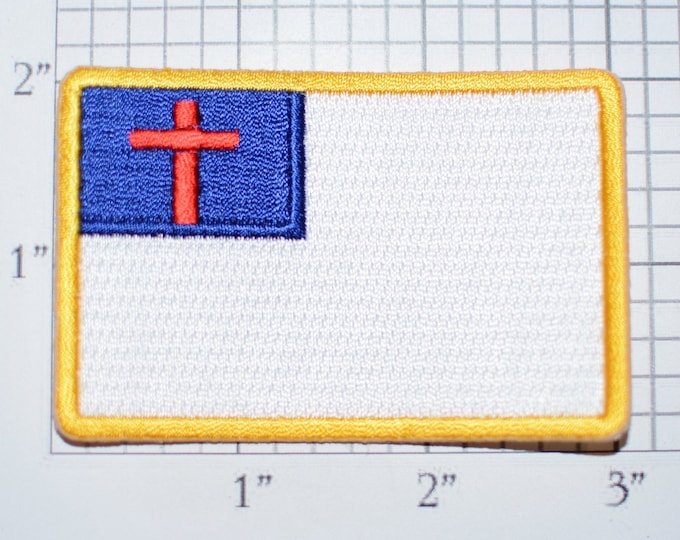 Christian Flag Iron-On Embroidered Applique Patch DIY Clothing Project Sewing Crafts Christianity Religion Jesus Jacket