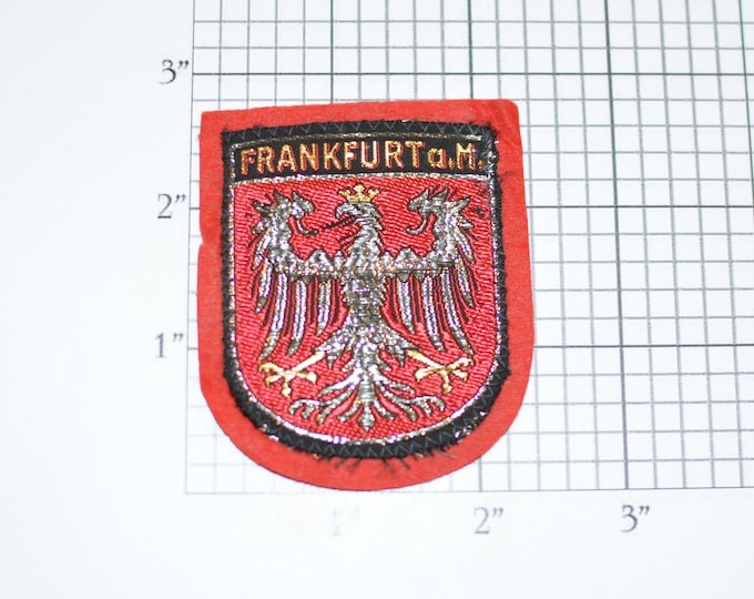 Frankfurt a.M. Metallic Threading Coat of Arms Sew-On Vintage Travel Patch Emblem Trip Souvenir for Jacket Backpack Scrapbook Memorybox