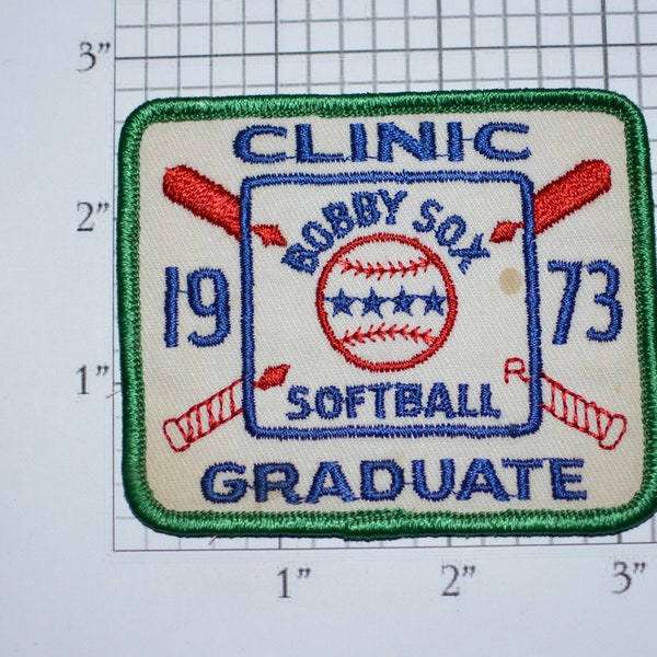 Bobby Sox Softball 1973 Clinic Graduate Vintage Sew-On Embroidered Logo Patch League Uniform Shirt Jersey California Sports CA Orange County