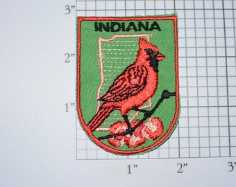 Indiana Cardinal Sew-On Vintage Embroidered Travel Patch Emblem, Trip Souvenir Gift Idea Collectible Vacation Holiday Keepsake