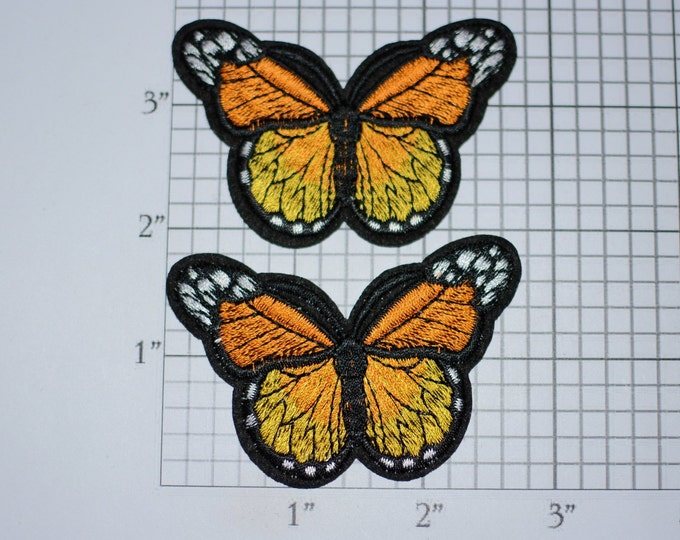 Monarch Butterfly Iron-On Embroidered Clothing Patch (Lot 2 Pieces) Cool Fun Realistic Cute Nature Beautiful Accessory for Jacket Shirt Hat