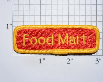 Food Mart Iron-On Embroidered Vintage Clothing Uniform Patch for Employee Shirt Jacket Vest Retail Grocery Convenience Store Costume Cosplay