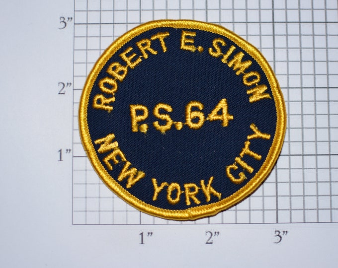 Robert E Simon P.S. 64 New York City Public School Iron-On Vintage Embroidered Clothing Patch Jacket Shirt Emblem Logo Education Teacher
