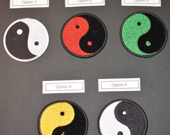 Yin & Yang Vintage Iron-on Embroidered Clothing Patch, Yin Yang Applique Many Color Options Asian Yoga Meditation Martial Arts Harmony