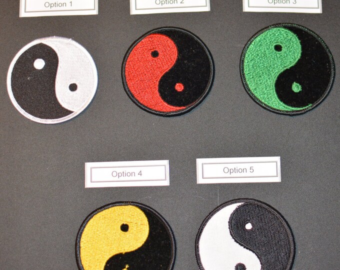 Yin & Yang Vintage Iron-on Embroidered Clothing Patch, Yin Yang Applique Many Color Options Asian Yoga Meditation Martial Arts Harmony
