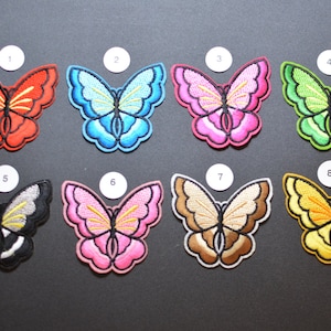 Butterfly iron-on patches, 7.5 cm, jeans patches rainbow butterfly, iron-on  patch