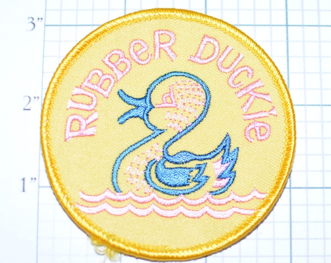 Rubber Duckie Yellow Iron-on Vintage Embroidered Clothing Patch Cute Bath Time Fun Kids Pajamas Towels Clothes Fashion Accent Infant Toddler