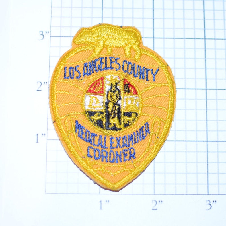 Los Angeles County Medical Examiner Coroner California CA RARE Embroidered Sew-On Vintage Patch Uniform Patch Collectible Jacket Patch d10b
